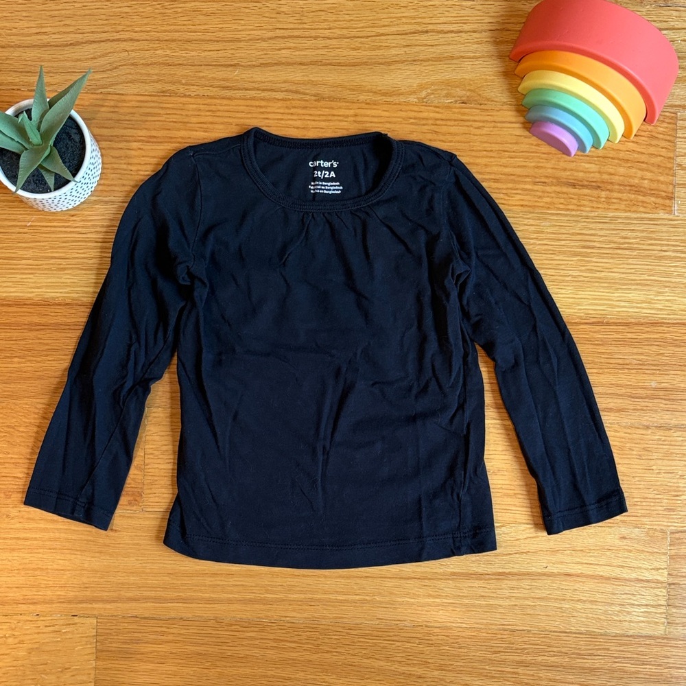 4/$21 2T Carter's Classic Black Long Sleeve Tee
